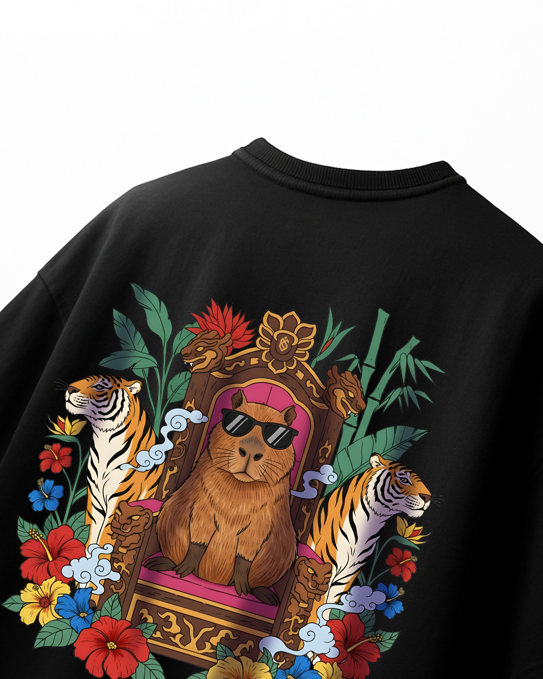 Capybara Black - Unisex Terry Oversized Tee
