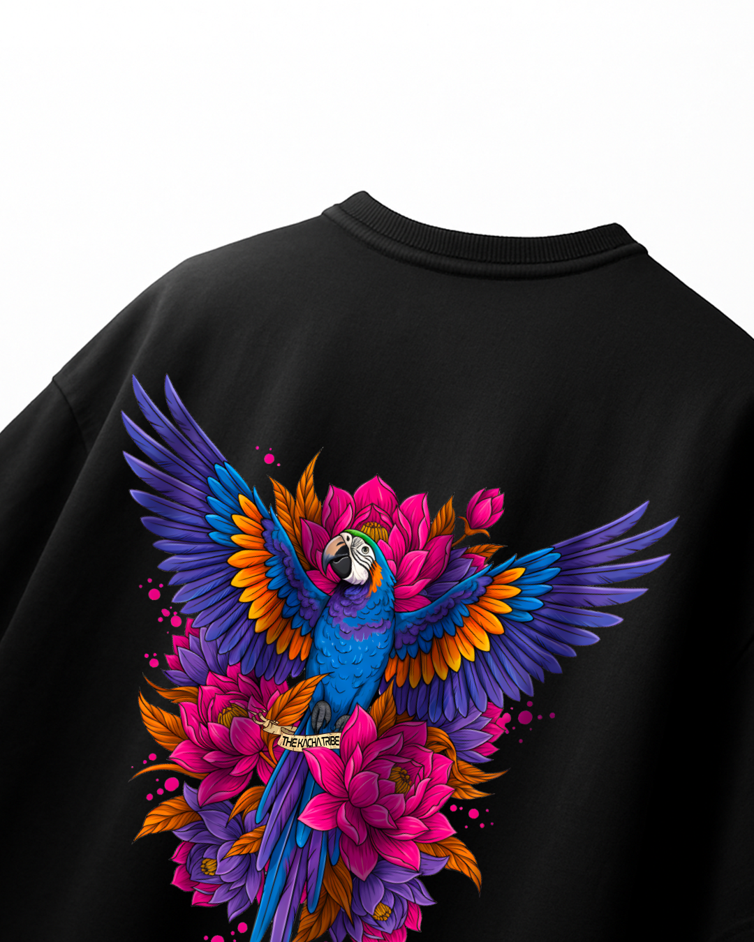 The Scarlet Macaw Black - Unisex Terry Oversized Tee
