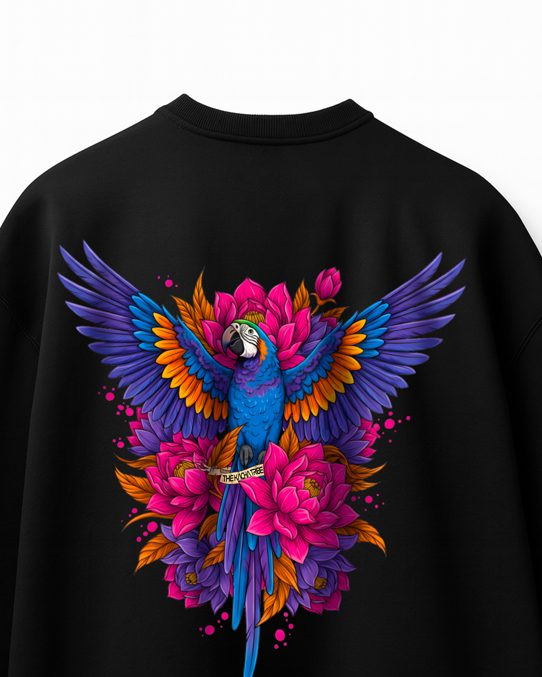 The Scarlet Macaw Black - Unisex Terry Oversized Tee