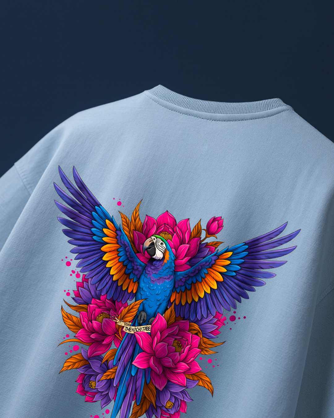 The Scarlet Macaw Blue - Unisex Terry Oversized Tee