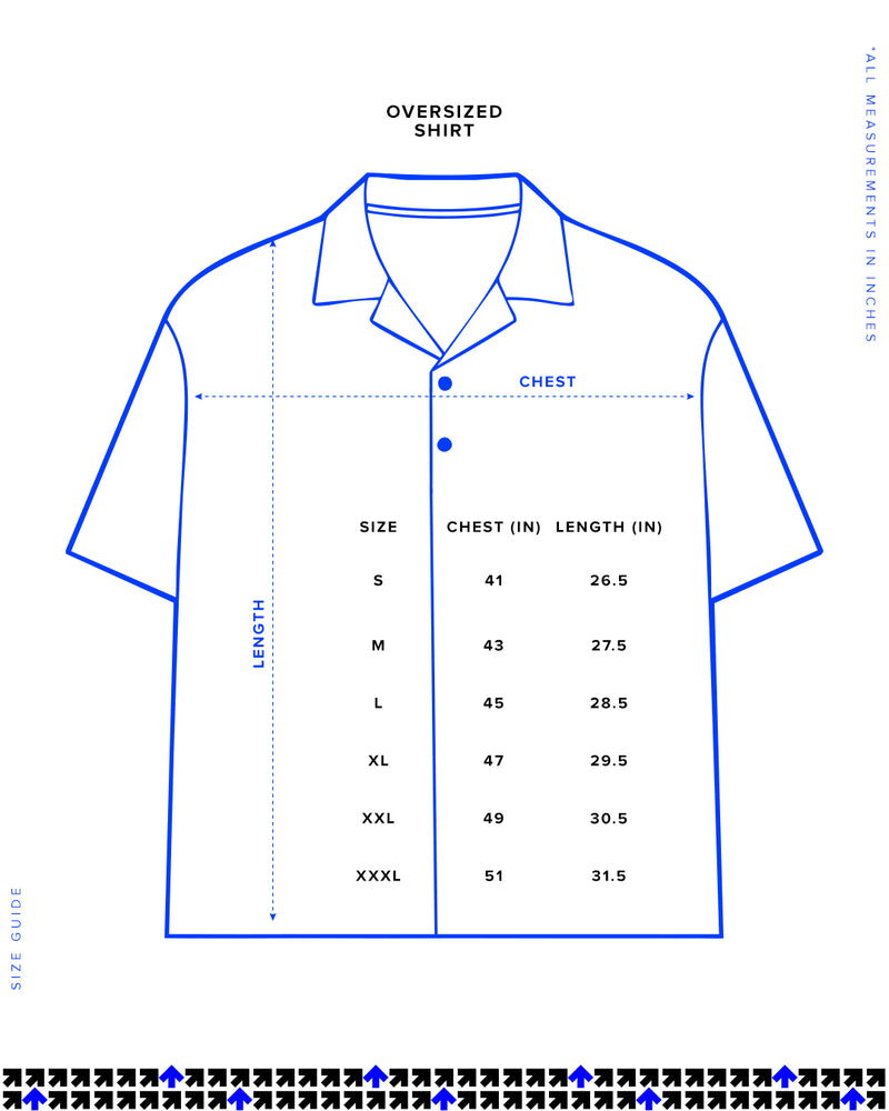 Size chart for 404 - Unisex Oversized Shirt
